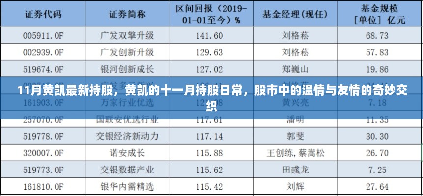 黄凯十一月持股揭秘，股市中的友情与温情交融之旅