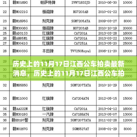 历史上的11月17日江西公车拍卖最新消息详解，全面评测与介绍