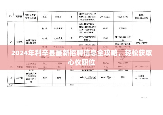 2024年利辛县最新招聘信息全攻略，轻松获取心仪职位