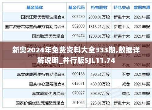 新奥2024年免费资料大全333期,数据详解说明_并行版SJL11.74