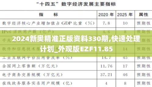 2024新奥精准正版资料330期,快速处理计划_外观版EZF11.85