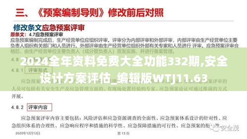 2024全年资料免费大全功能332期,安全设计方案评估_编辑版WTJ11.63