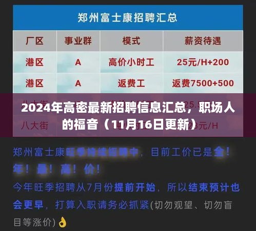 2024年高密最新招聘信息汇总，职场人的福音（11月16日更新）