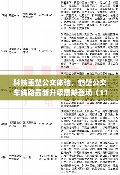 科技重塑公交体验，鹤壁公交车线路最新升级震撼登场（11月16日）