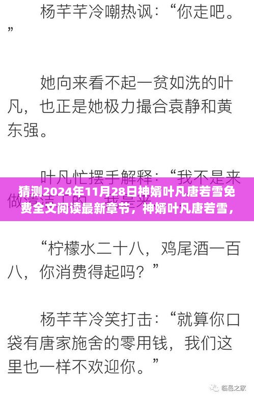 神婿叶凡唐若雪最新章节猜想与全文免费阅读预测（2024年11月28日版）