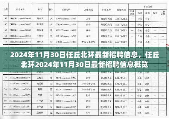 任丘北环2024年11月30日最新招聘信息汇总