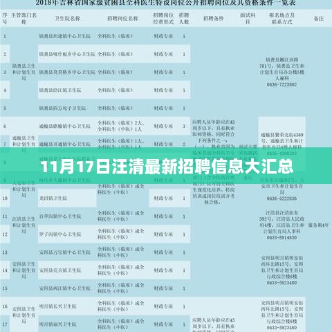 11月17日汪清最新招聘信息大汇总