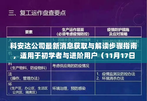 科安达公司最新消息获取与解读步骤指南，适用于初学者与进阶用户（11月17日）