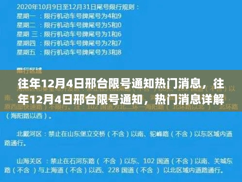 往年12月4日邢台限号通知详解，热门消息回顾与解析