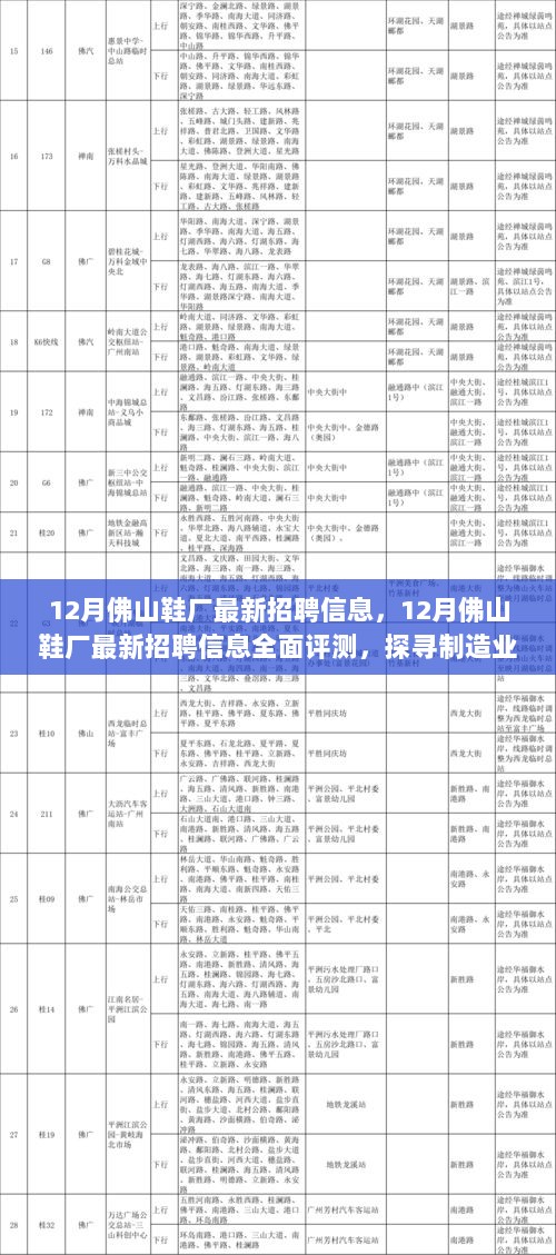 探寻制造业人才新机遇，12月佛山鞋厂最新招聘信息全面评测