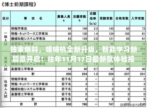 独家爆料，喵喵机全新升级，智能学习新篇章开启！往年11月17日最新款体验报告