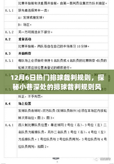 揭秘排球裁判规则风尚馆，小巷深处的排球裁判规则热点解析（12月6日独家报道）