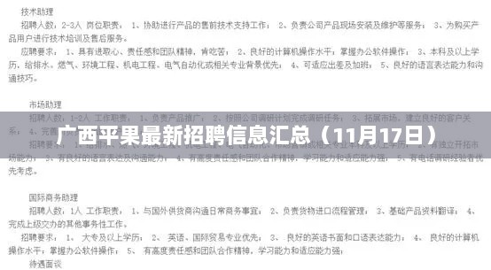 广西平果最新招聘信息汇总（11月17日）