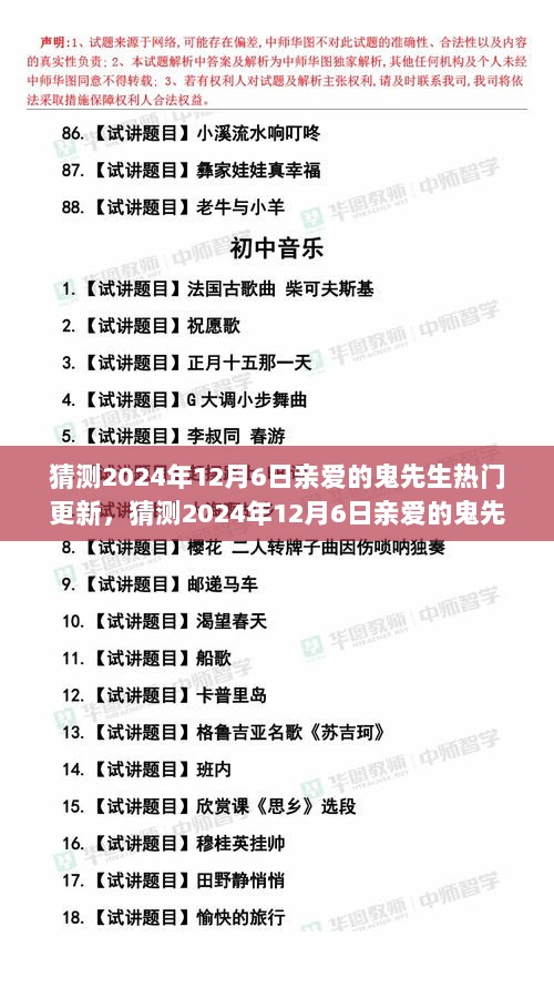 亲爱的鬼先生热门更新预测，小红书上的神秘预言与期待