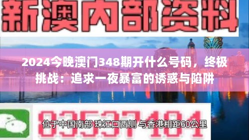 2024今晚澳门348期开什么号码，终极挑战：追求一夜暴富的诱惑与陷阱