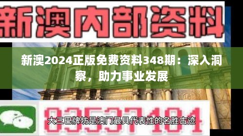 新澳2024正版免费资料348期：深入洞察，助力事业发展