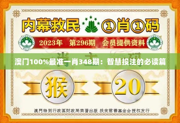 澳门100%最准一肖348期：智慧投注的必读篇