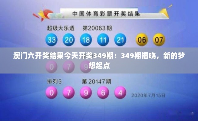 澳门六开奖结果今天开奖349期：349期揭晓，新的梦想起点