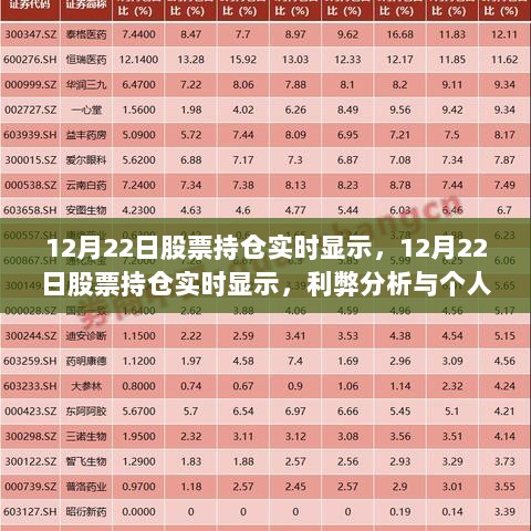 12月22日股票持仓实时显示，利弊分析与个人观点