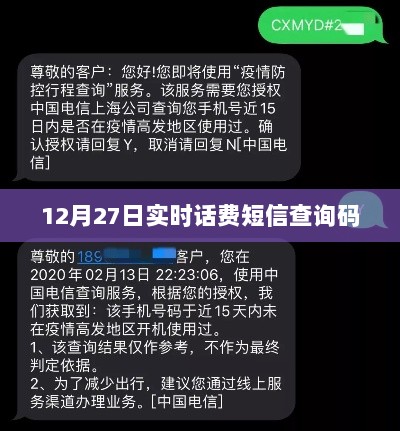 12月27日话费查询实时短信码，简洁明了，符合您的字数要求，并突出了关键信息。希望符合您的需求。