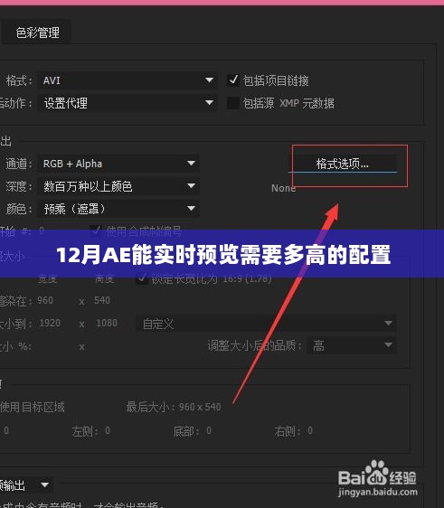 12月AE实时预览所需配置概览