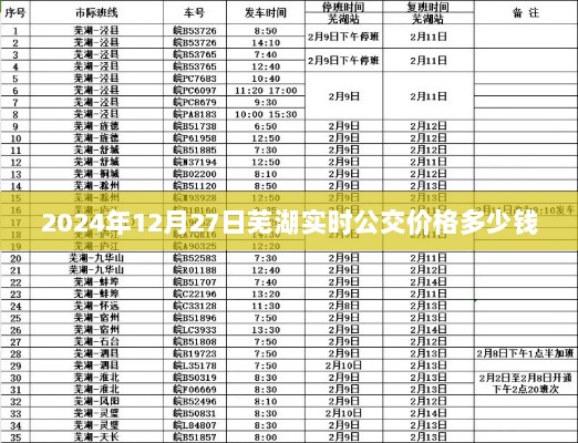 芜湖实时公交价格查询，2024年12月27日最新价格