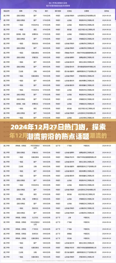 2024年12月热点聚焦，潮流前沿大解密