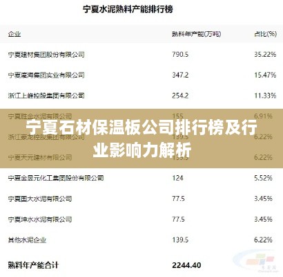 宁夏石材保温板公司排行榜及行业影响力解析