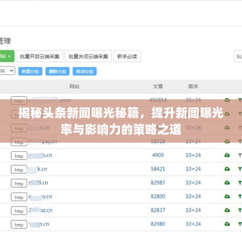 揭秘头条新闻曝光秘籍，提升新闻曝光率与影响力的策略之道