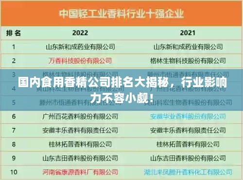 国内食用香精公司排名大揭秘，行业影响力不容小觑！