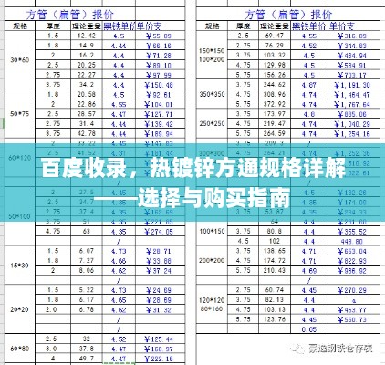 百度收录，热镀锌方通规格详解——选择与购买指南