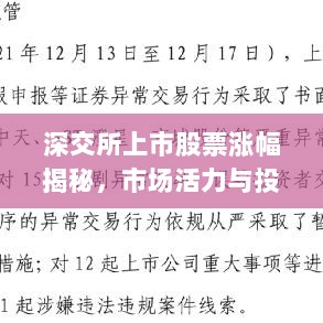 深交所上市股票涨幅揭秘，市场活力与投资机会深度探究