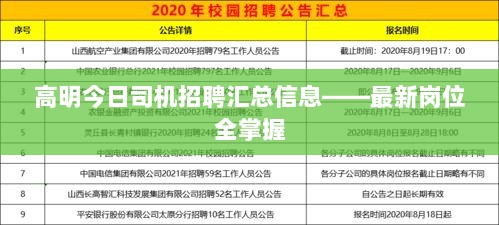 高明今日司机招聘汇总信息——最新岗位全掌握