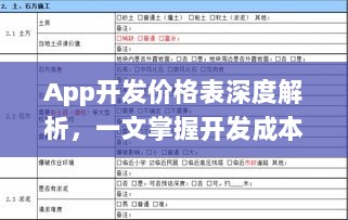 App开发价格表深度解析，一文掌握开发成本与费用！