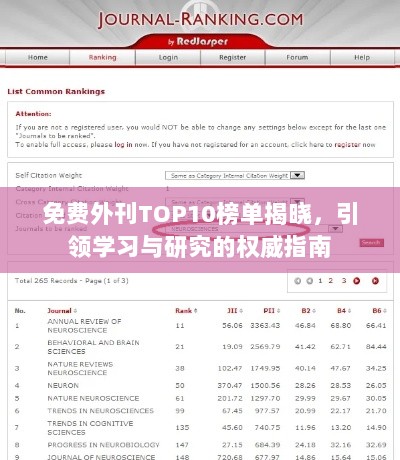 免费外刊TOP10榜单揭晓，引领学习与研究的权威指南