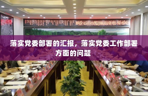 落实党委部署的汇报，落实党委工作部署方面的问题 