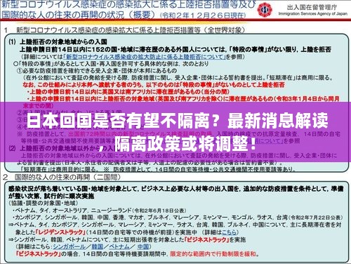 日本回国是否有望不隔离？最新消息解读，隔离政策或将调整！