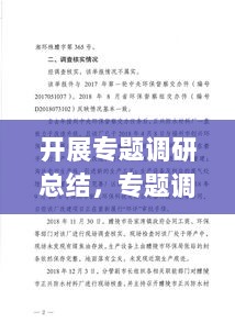 开展专题调研总结，专题调研汇报材料 